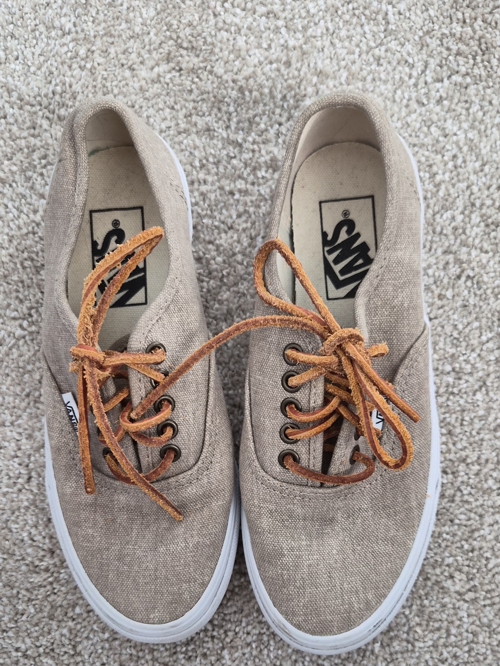 Vans Taupe Canvas Sneakers with Tan Suede Laces Men's 4/ Woman's 5.5